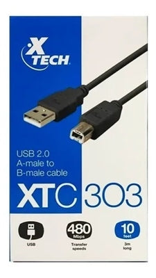 Xtech 10ft USB 2.0 A-male to B-male cable XTC-303